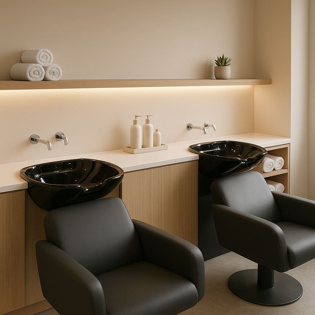 Moderner Haarwaschbereich im Studio